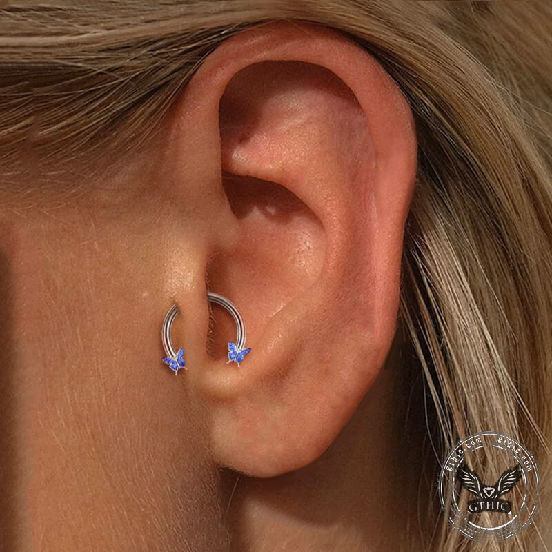 16G Butterfly Multi-Purpose Stainless Steel Septum Piercing Ring | Gthic.com