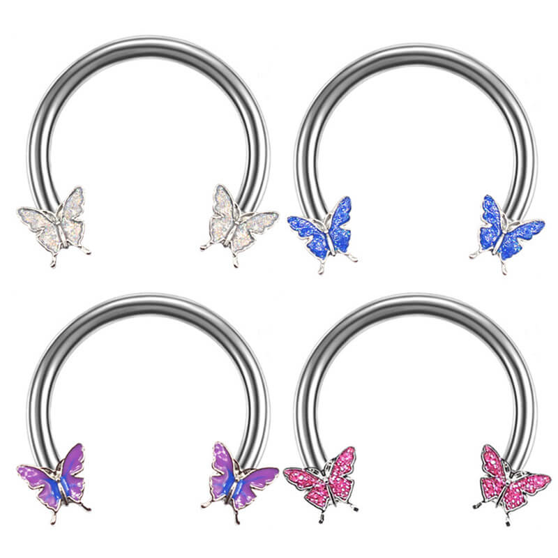 16G Butterfly Multi-Purpose Stainless Steel Septum Piercing Ring | Gthic.com