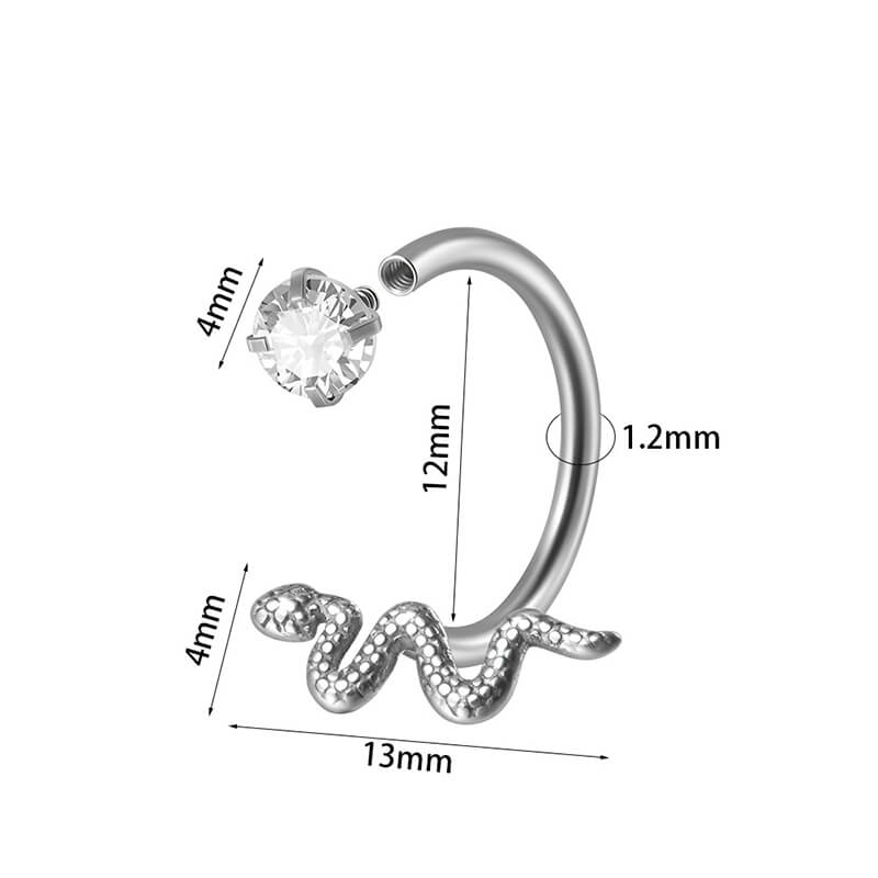 16G Snake Design Stainless Steel Horseshoe Lip Ring