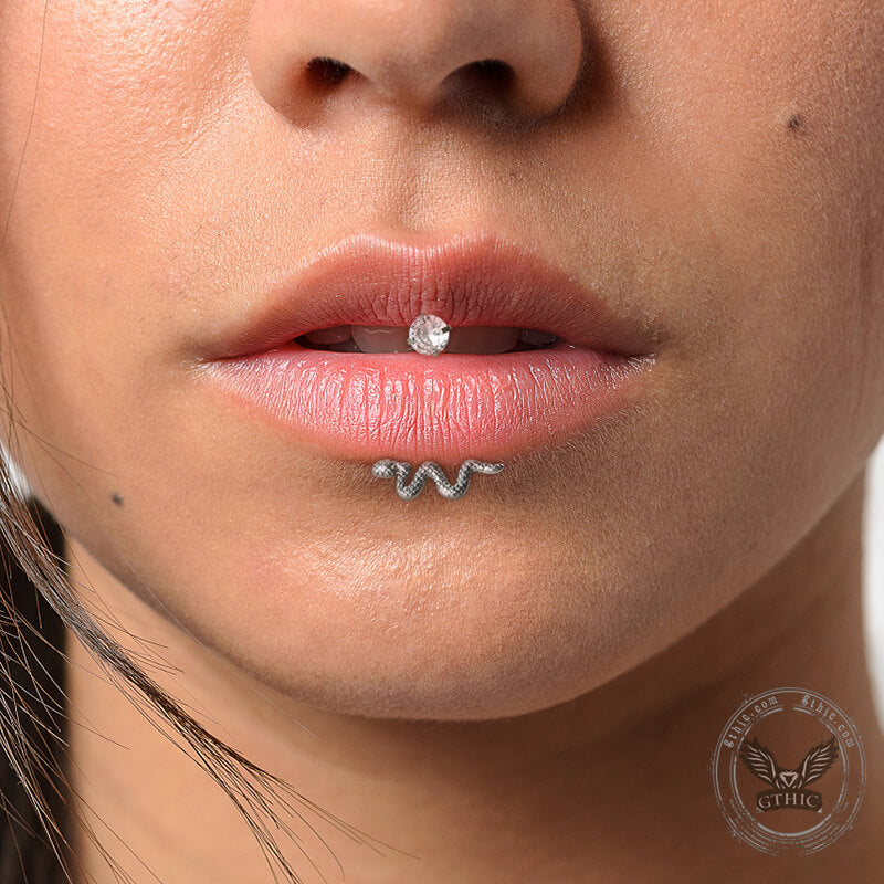 16G Snake Design Stainless Steel Horseshoe Lip Ring – GTHIC