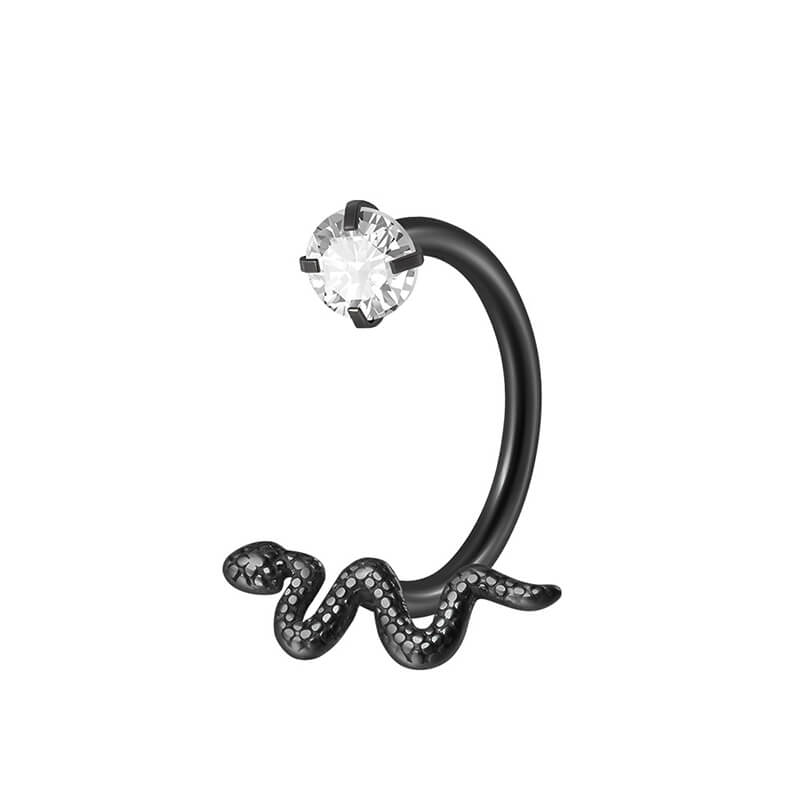 16G Snake Design Stainless Steel Horseshoe Lip Ring | Gthic.com