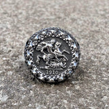 1910 St. George Stainless Steel Coin Ring | Gthic.com