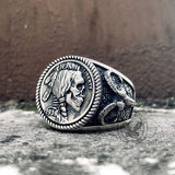 1936 Hobo Nickel Coin Sterling Silver Skull Ring