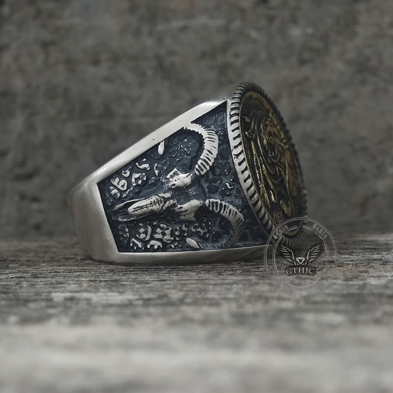 1936 Wild Man Sterling Silver Hobo Nickel Ring