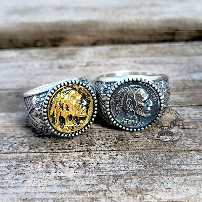 1938 Buffalo Hobo Nickel Sterling Silver Ring | Gthic.com