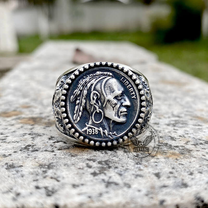 1938 Buffalo Hobo Nickel Sterling Silver Ring | Gthic.com