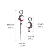 Gothic Red Moon Rose Alloy Earrings