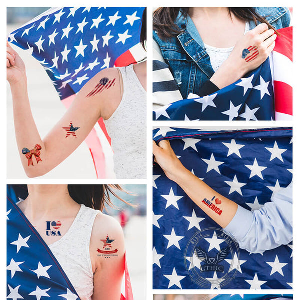 20 Pcs Independence Day American Flag Temporary Tattoo Stickers | Gthic.com