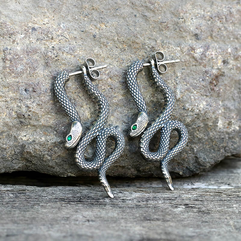 Coiled Snake Stainless Steel Earrings | Gthic.com