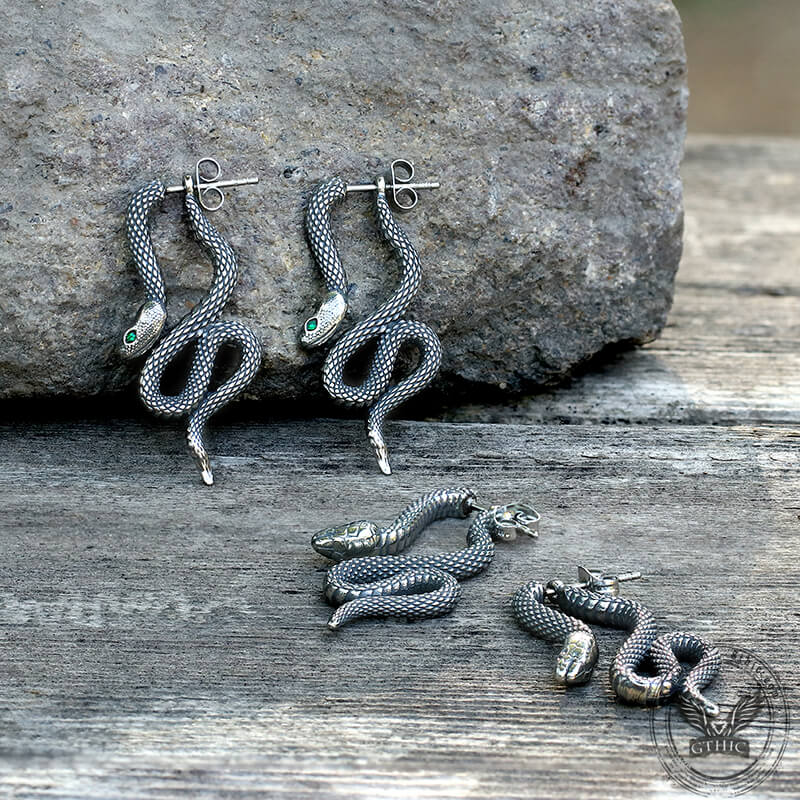 Coiled Snake Stainless Steel Earrings | Gthic.com