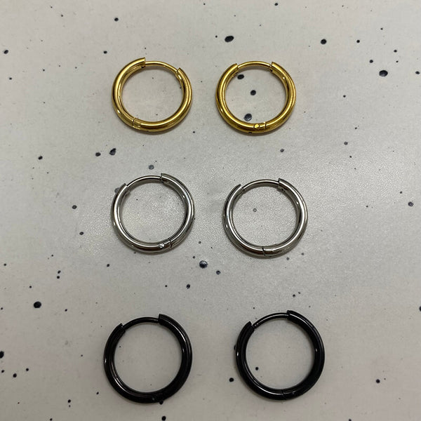 3 Pairs Minimalist Stainless Steel Hoop Earrings 01 | Gthic.com