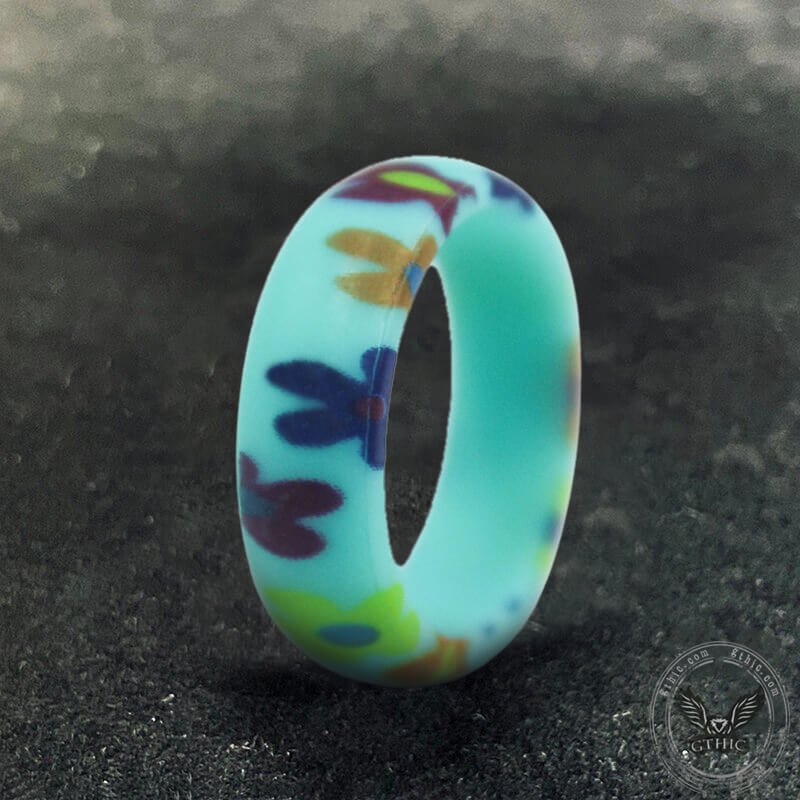 3 Pieces Floral Pattern Silicone Ring | Gthic.com