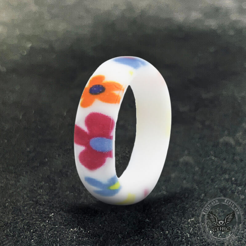 3 Pieces Floral Pattern Silicone Ring | Gthic.com