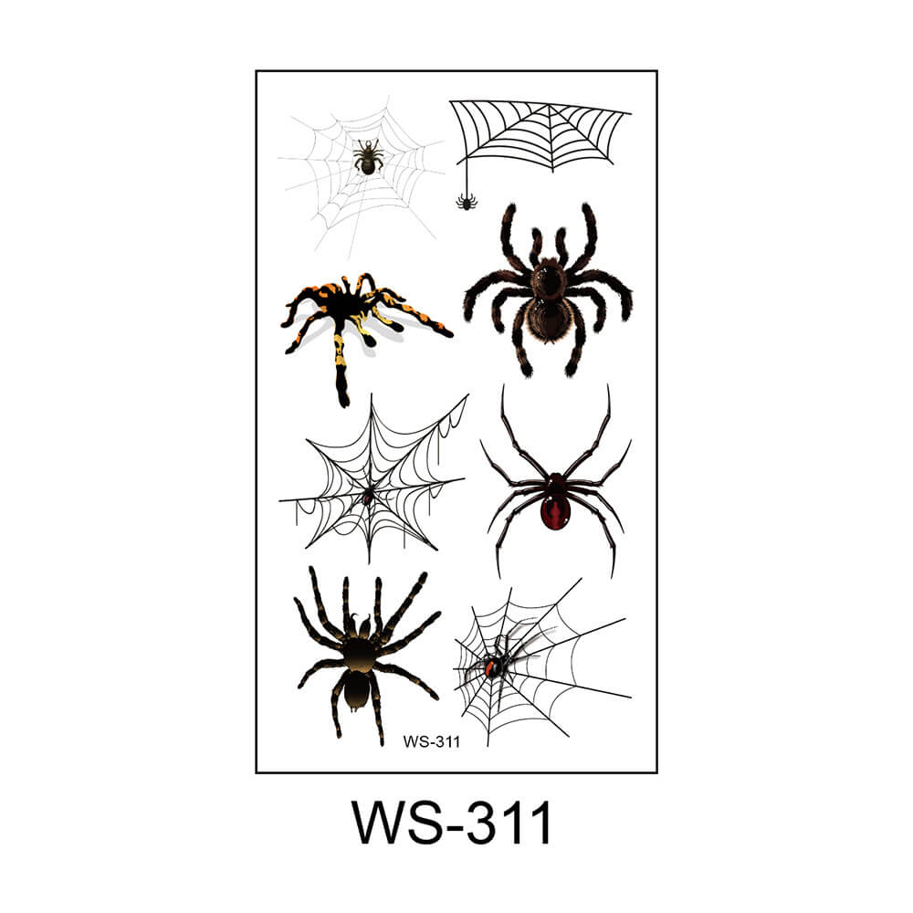 Pegatinas de tatuaje temporal de Halloween de araña aterradora 3D
