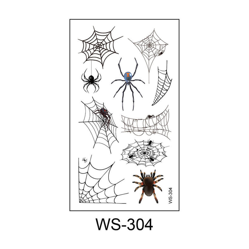 Pegatinas de tatuaje temporal de Halloween de araña aterradora 3D