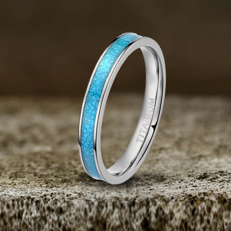 3mm turquoise Band Titanium Ring | Gthic.com