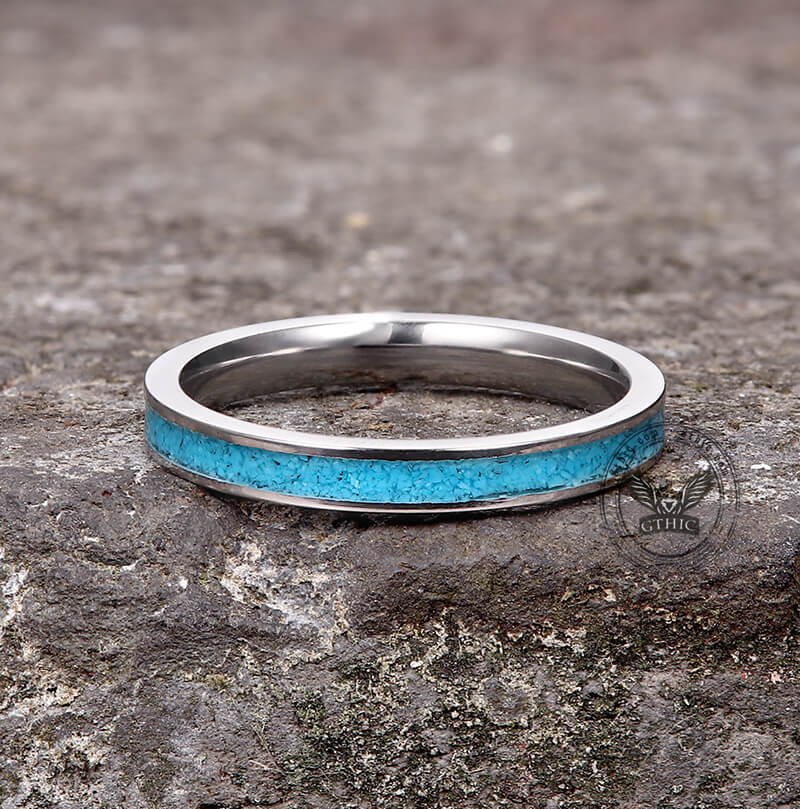 3mm turquoise Band Titanium Ring | Gthic.com