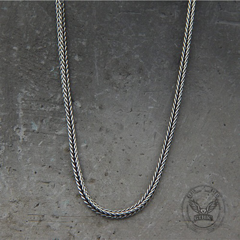 45-75cm Simple Sterling Silver Foxtail Chain Necklace | Gthic.com