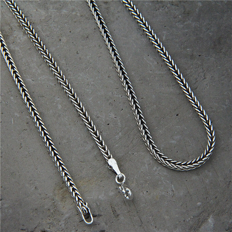45-75cm Simple Sterling Silver Foxtail Chain Necklace | Gthic.com