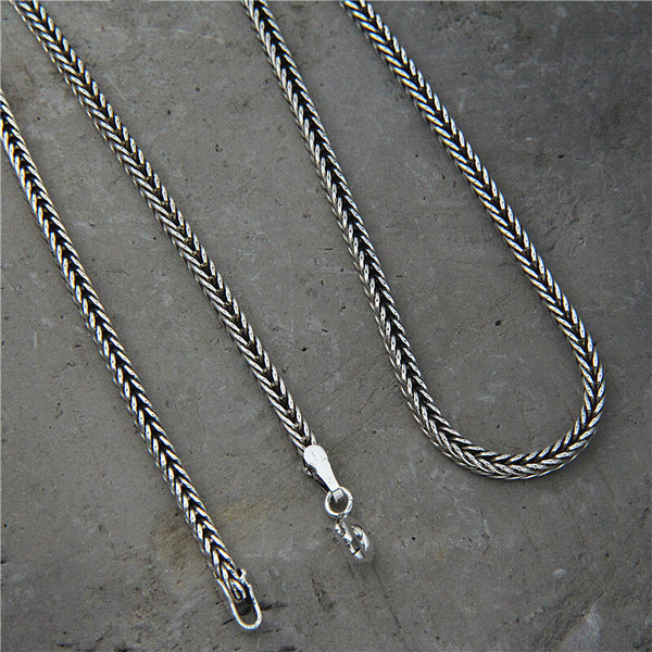 45-75cm Simple Sterling Silver Foxtail Chain Necklace | Gthic.com