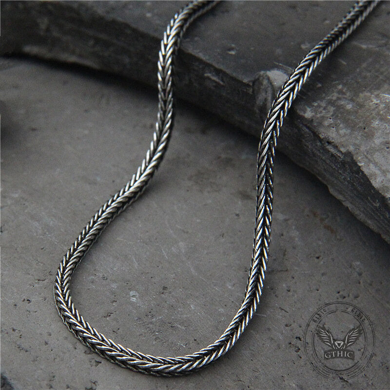 45-75cm Simple Sterling Silver Foxtail Chain Necklace | Gthic.com