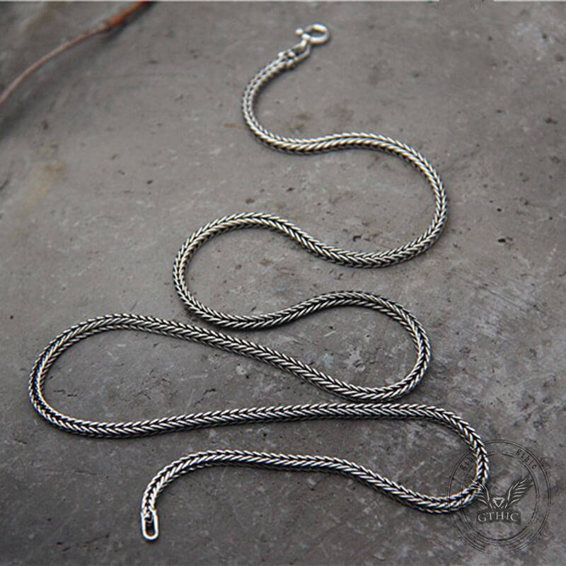 45-75cm Simple Sterling Silver Foxtail Chain Necklace
