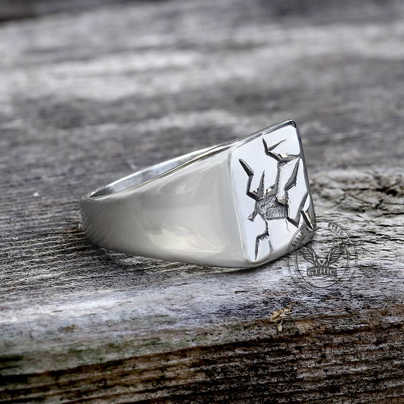 Cracked Pattern Stainless Steel Square Ring | Gthic.com