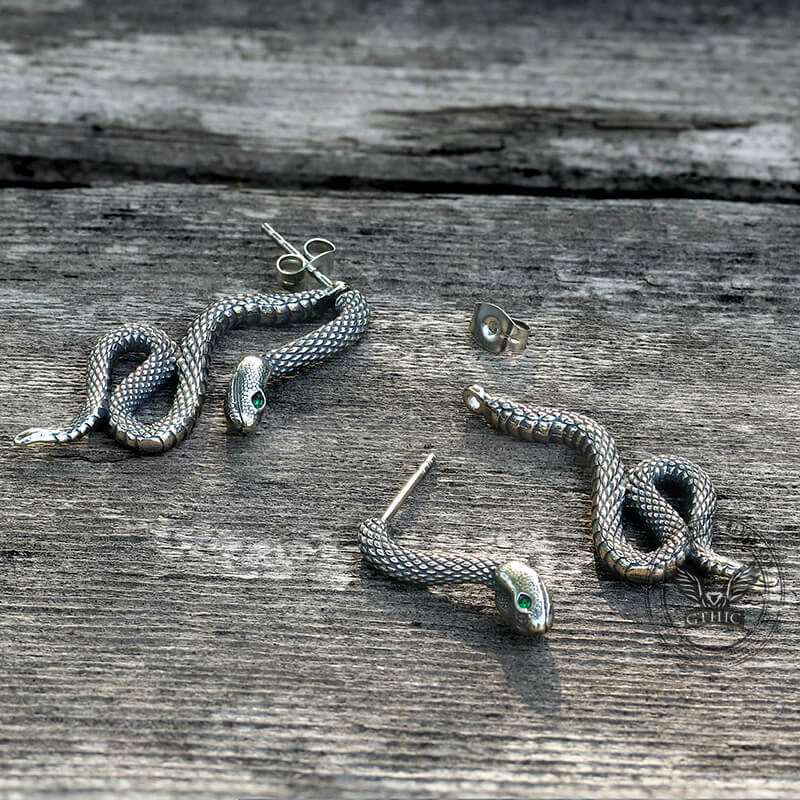 Coiled Snake Stainless Steel Earrings | Gthic.com
