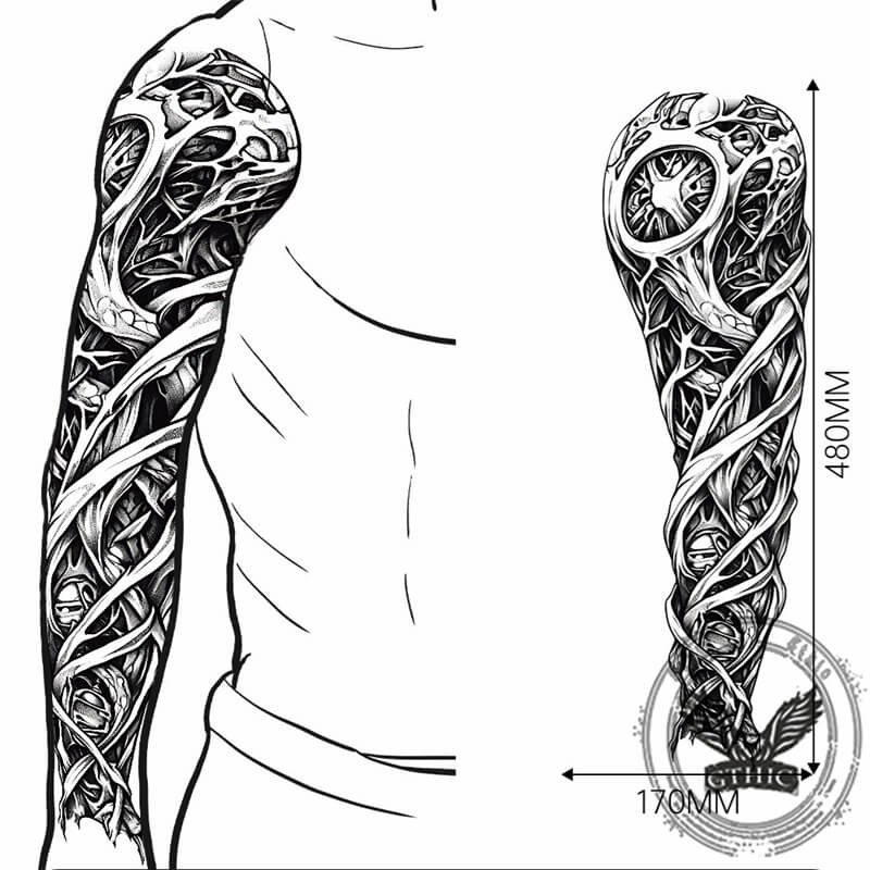 4 Pcs Complex Pattern Full Arm Temporary Tattoo Stickers 02 | Gthic.com