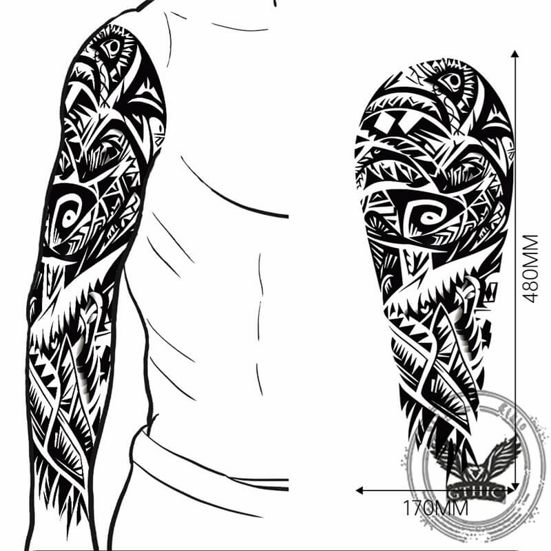 4 Pcs Complex Pattern Full Arm Temporary Tattoo Stickers 03 | Gthic.com