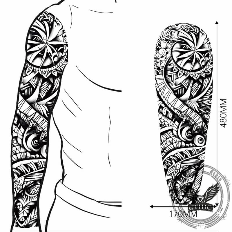 4 Pcs Complex Pattern Full Arm Temporary Tattoo Stickers