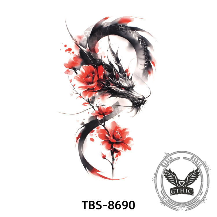 4 Pcs Dragon Wings Cross Temporary Tattoo Stickers 02 | Gthic.com