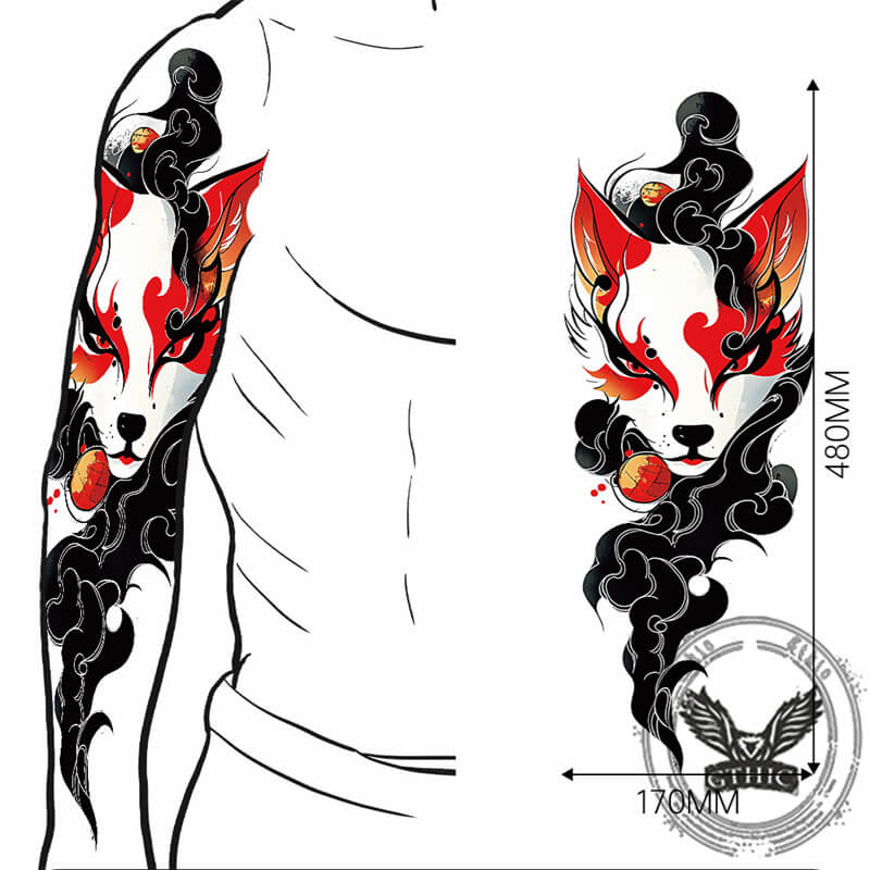 4 Pcs Fox Pattern Full Arm Temporary Tattoo Stickers