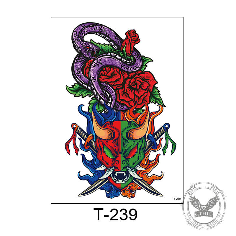 4 Pcs Gothic Japanese Samurai Temporary Tattoo Stickers | Gthic.com