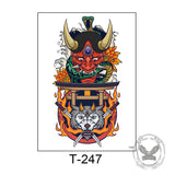 4 Pcs Gothic Japanese Samurai Temporary Tattoo Stickers