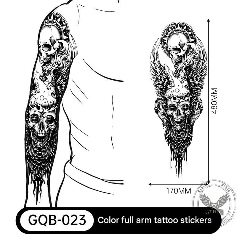 4 Pcs Gothic Multi-style Skull Temporary Tattoo Stickers