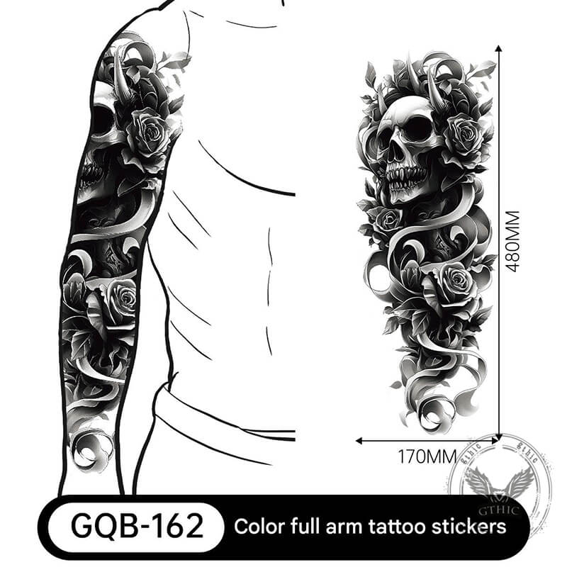 4 Pcs Gothic Multi-style Skull Temporary Tattoo Stickers