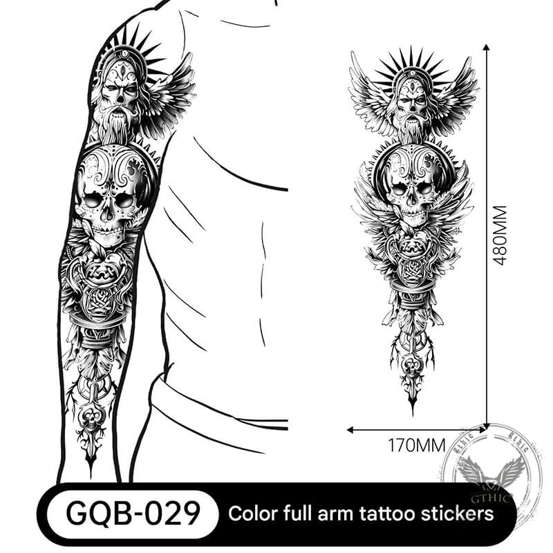 4 Pcs Gothic Multi-style Skull Temporary Tattoo Stickers