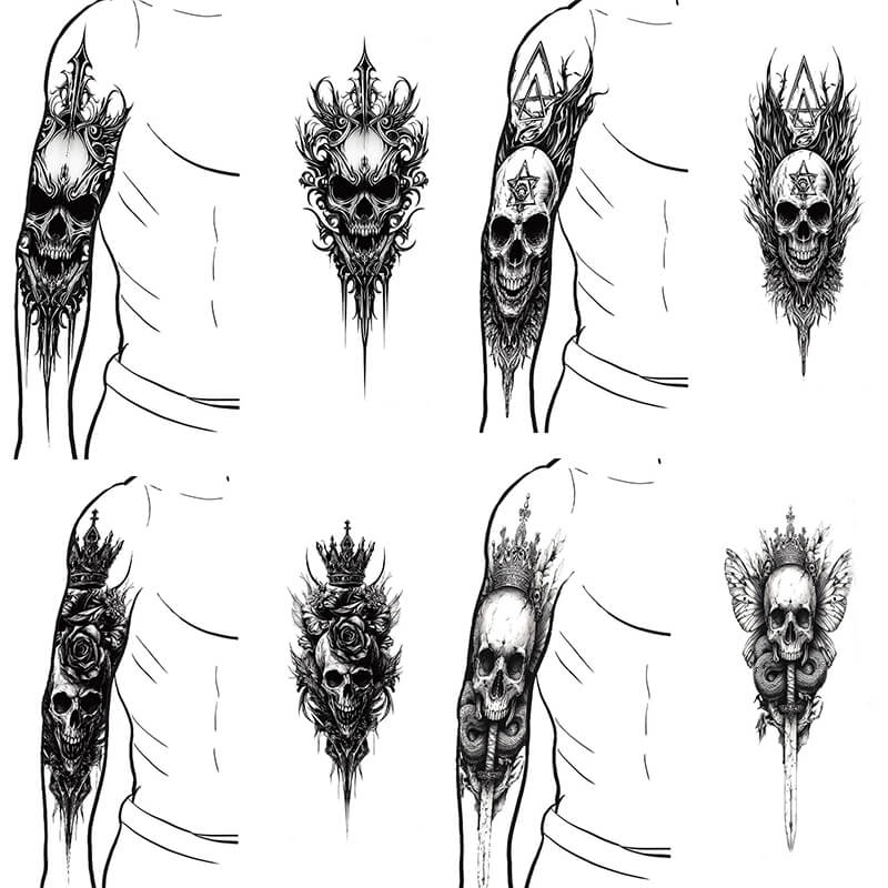 4 Pcs Gothic Multi-style Skull Temporary Tattoo Stickers | Gthic.com