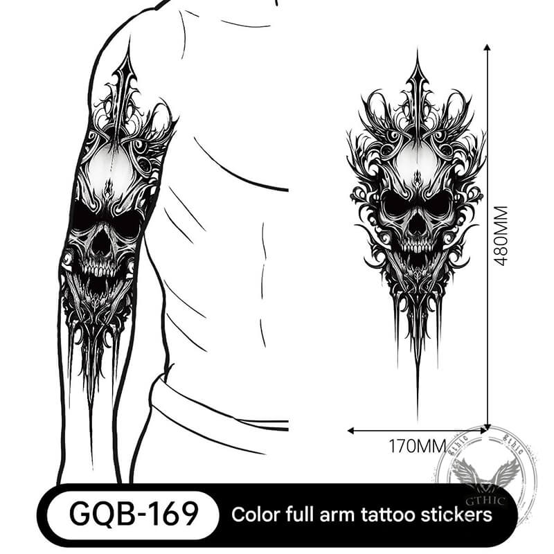 4 Pcs Gothic Multi-style Skull Temporary Tattoo Stickers
