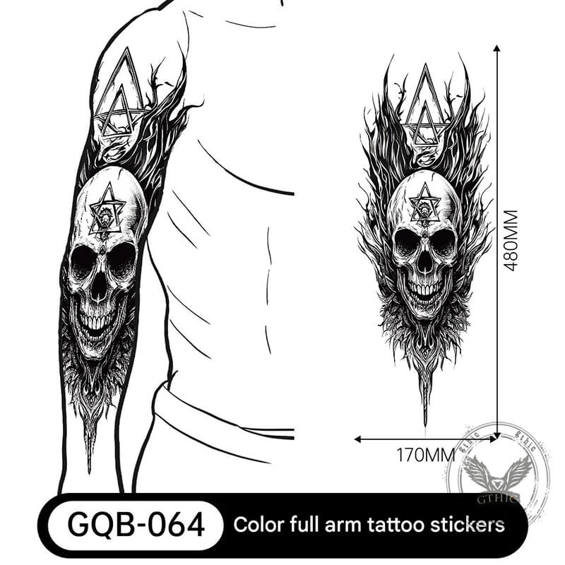 4 Pcs Gothic Multi-style Skull Temporary Tattoo Stickers