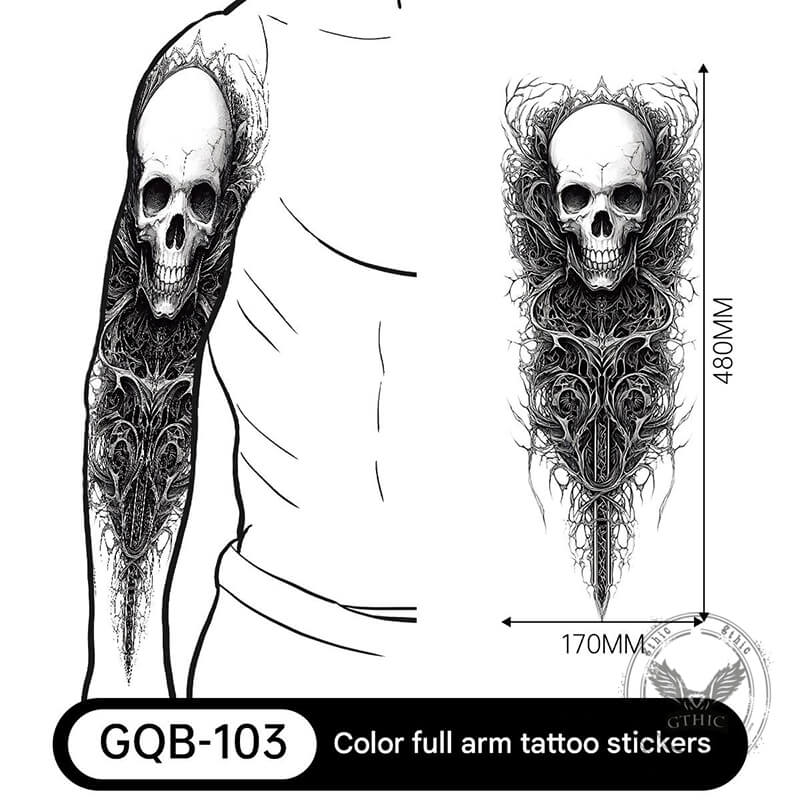 4 Pcs Gothic Multi-style Skull Temporary Tattoo Stickers