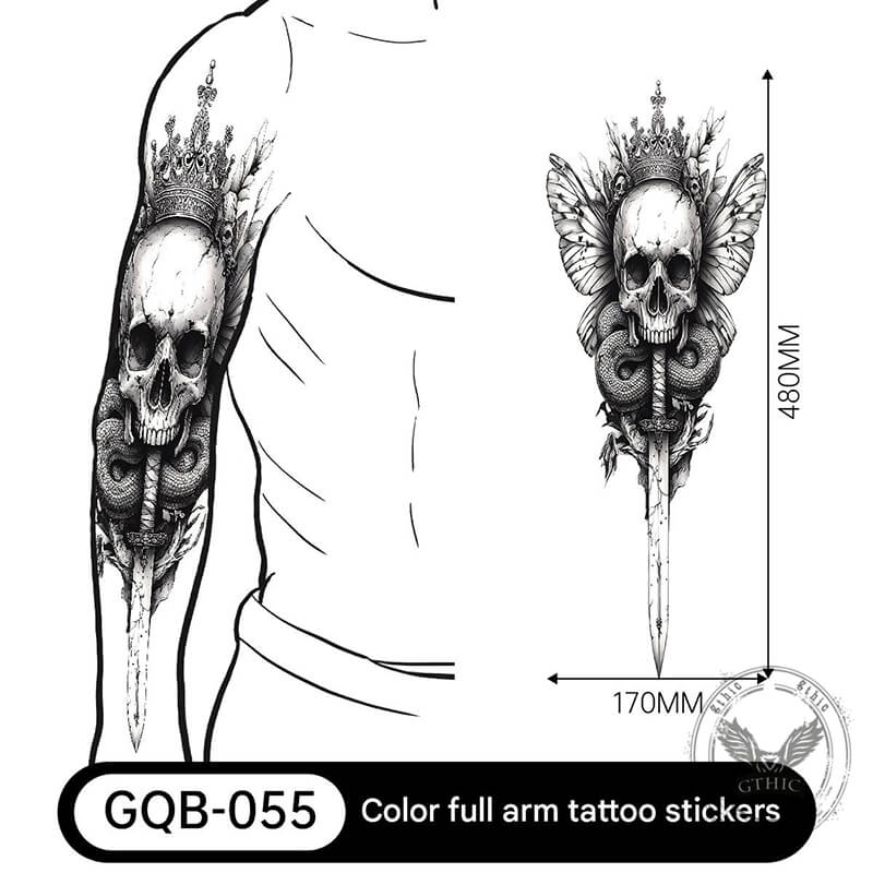 4 Pcs Gothic Multi-style Skull Temporary Tattoo Stickers