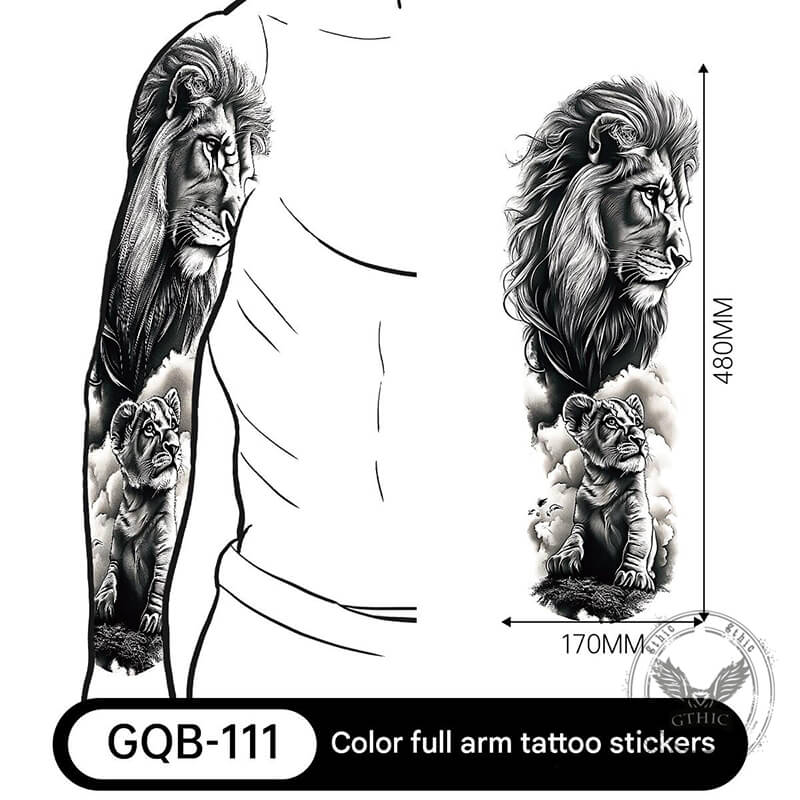 4 Pcs Mighty Roaring Lion Temporary Tattoo Stickers | Gthic.com