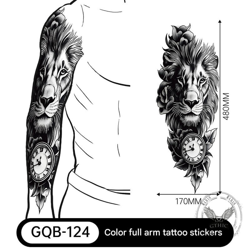 4 Pcs Mighty Roaring Lion Temporary Tattoo Stickers