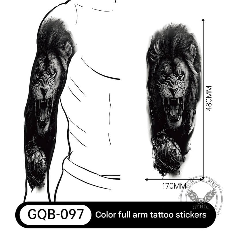 4 Pcs Mighty Roaring Lion Temporary Tattoo Stickers | Gthic.com
