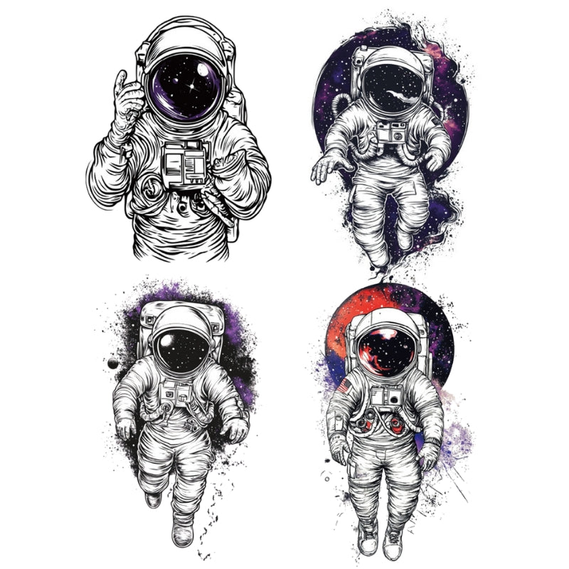 4 Pcs Wandering Astronaut Temporary Tattoo Stickers 01 | Gthic.com