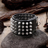 4 Rows of Rivets Leather Bracelet | Gthic.com