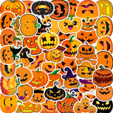 50 Pcs Halloween Pumpkin Waterproof Stickers | Gthic.com