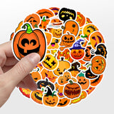 50 Pcs Halloween Pumpkin Waterproof Stickers